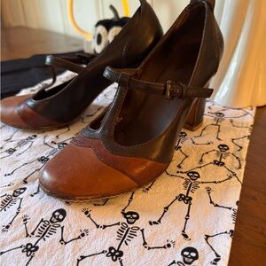 Frye Dark Leather T-Strap Footwear